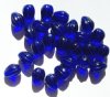 25 11x9mm Transparent Cobalt Grooved Drop Beads